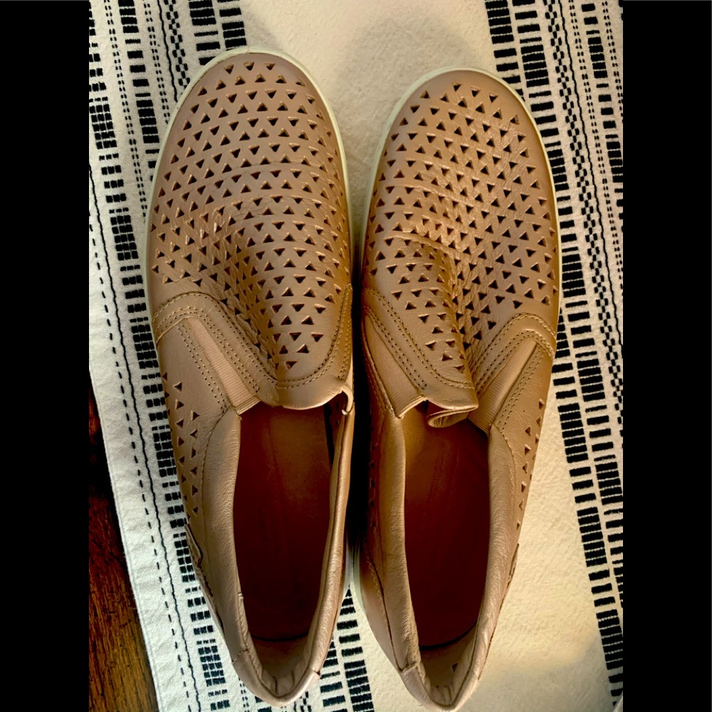 Gold slip on Ecco shoes